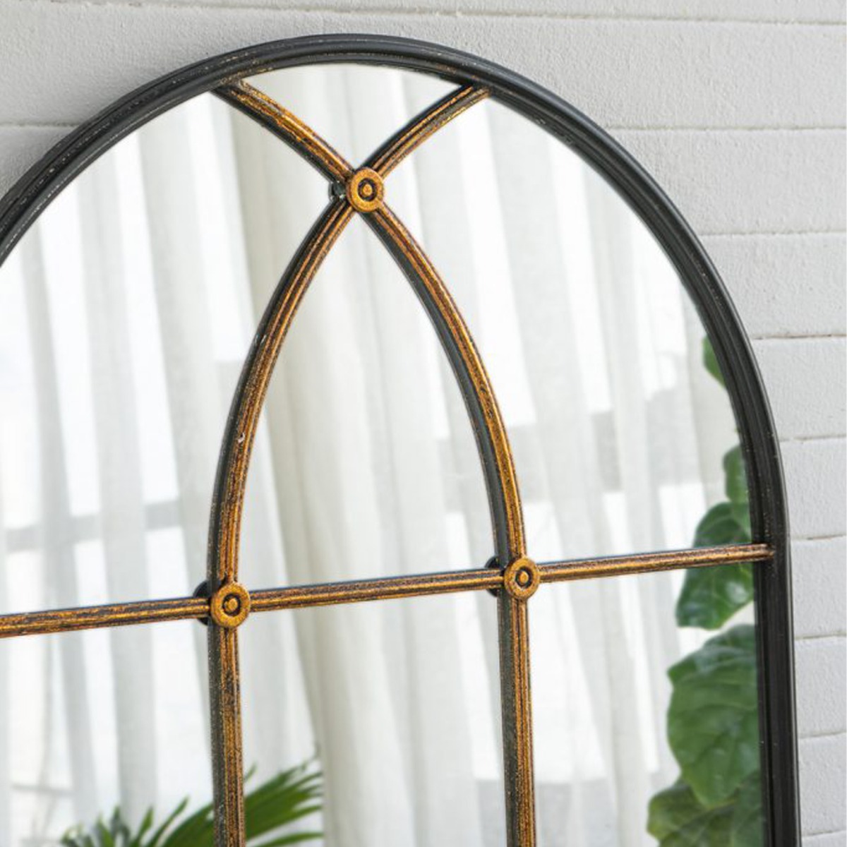 Artekko Capri Μαύρος Μεταλλικός Καθρέπτης Τούχου με Μπρονζέ Λεπτομέρειες (72x2.5x119.5)cm