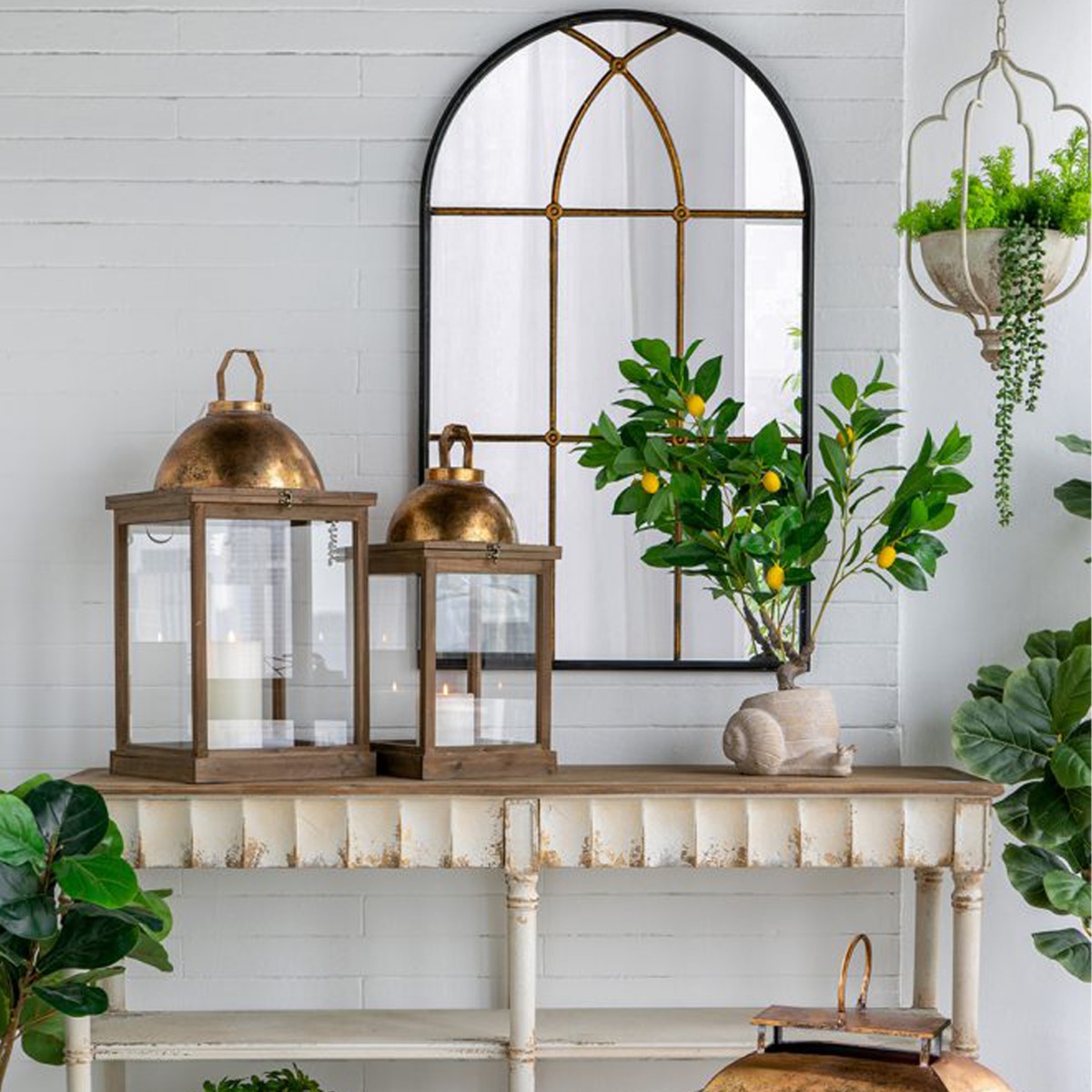 Artekko Capri Μαύρος Μεταλλικός Καθρέπτης Τούχου με Μπρονζέ Λεπτομέρειες (72x2.5x119.5)cm