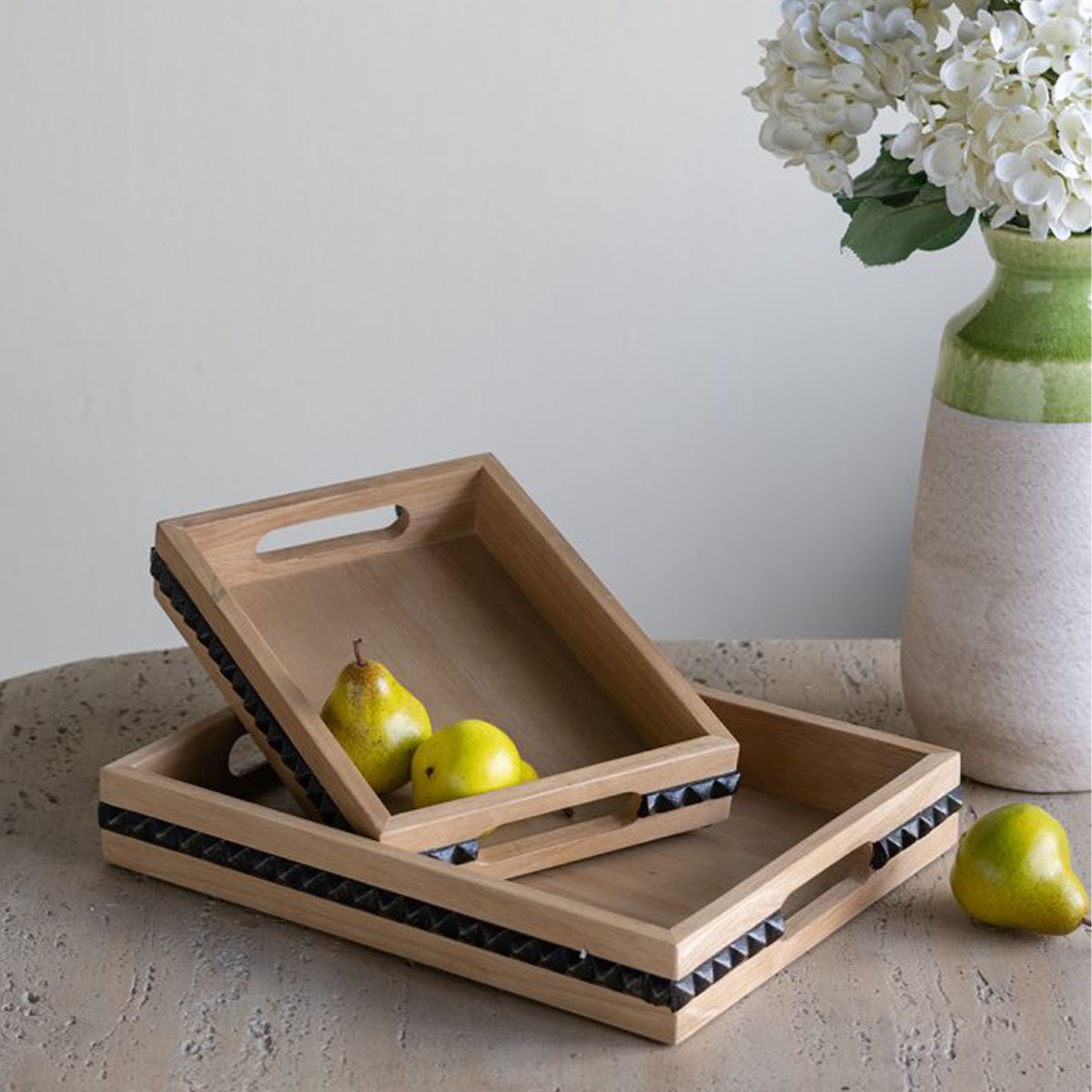 Artekko Gaia Καφέ Ξύλινοι Δίσκοι (35.5x28x5)cm (29.2x21.6x5)cm 2pcs