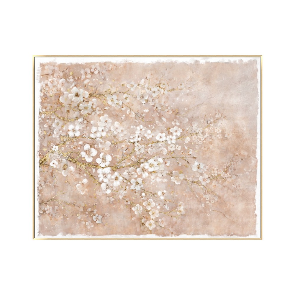 Artekko Floral Μπεζ Πίνακας σε Καμβά με Λουλούδια (120x3.5x150)cm