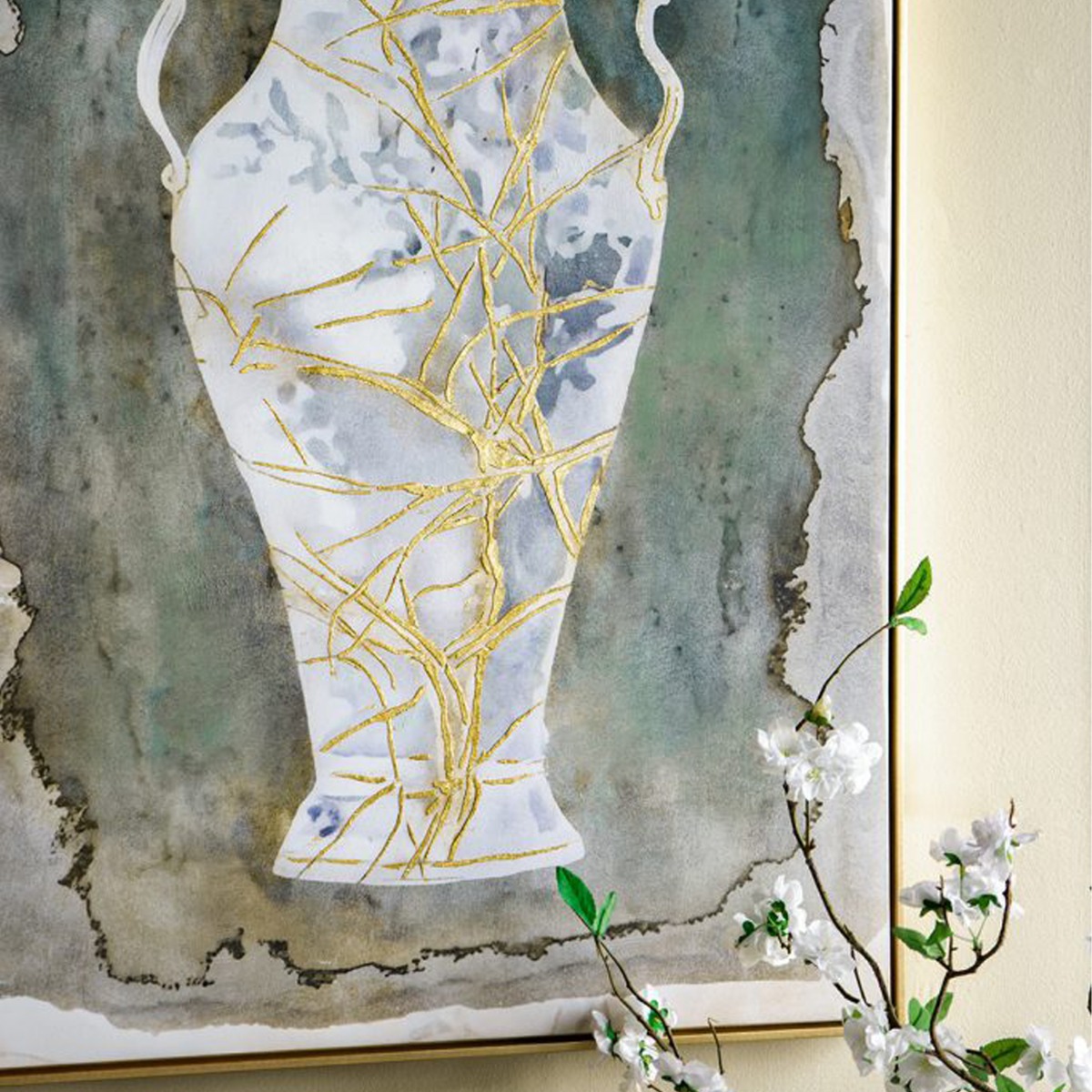 Artekko Canvasia Πολύχρωμος Πίνακας σε Καμβά με Χρυσή Κορνίζα (80x3.6x120)cm