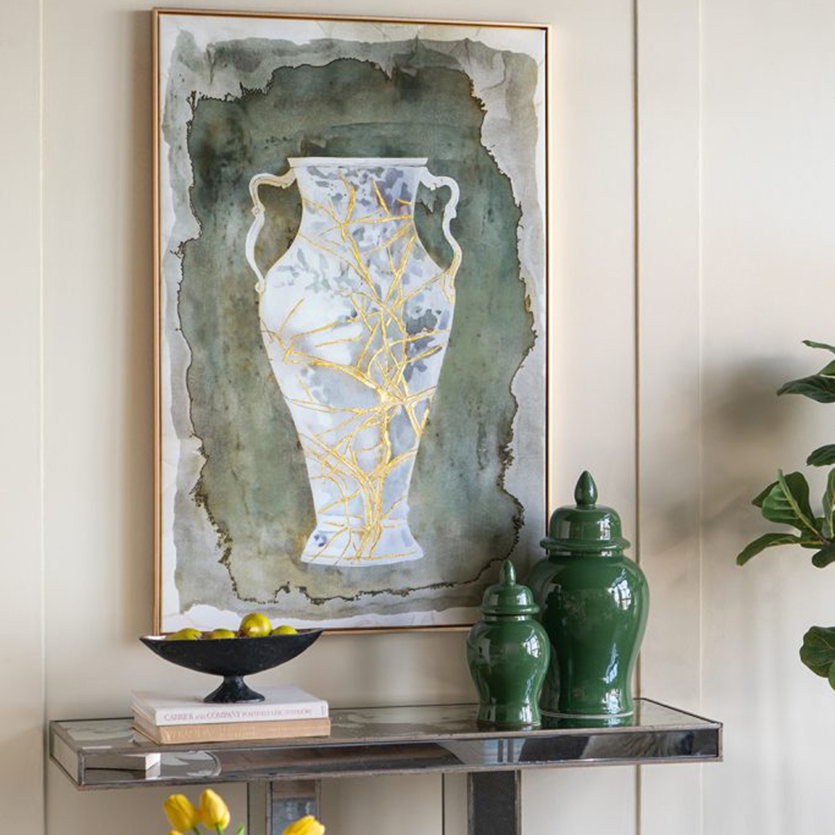 Artekko Canvasia Πολύχρωμος Πίνακας σε Καμβά με Χρυσή Κορνίζα (80x3.6x120)cm