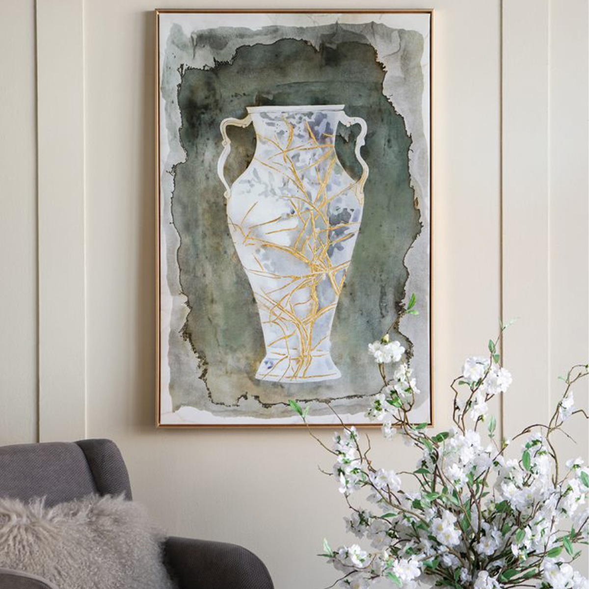 Artekko Canvasia Πολύχρωμος Πίνακας σε Καμβά με Χρυσή Κορνίζα (80x3.6x120)cm