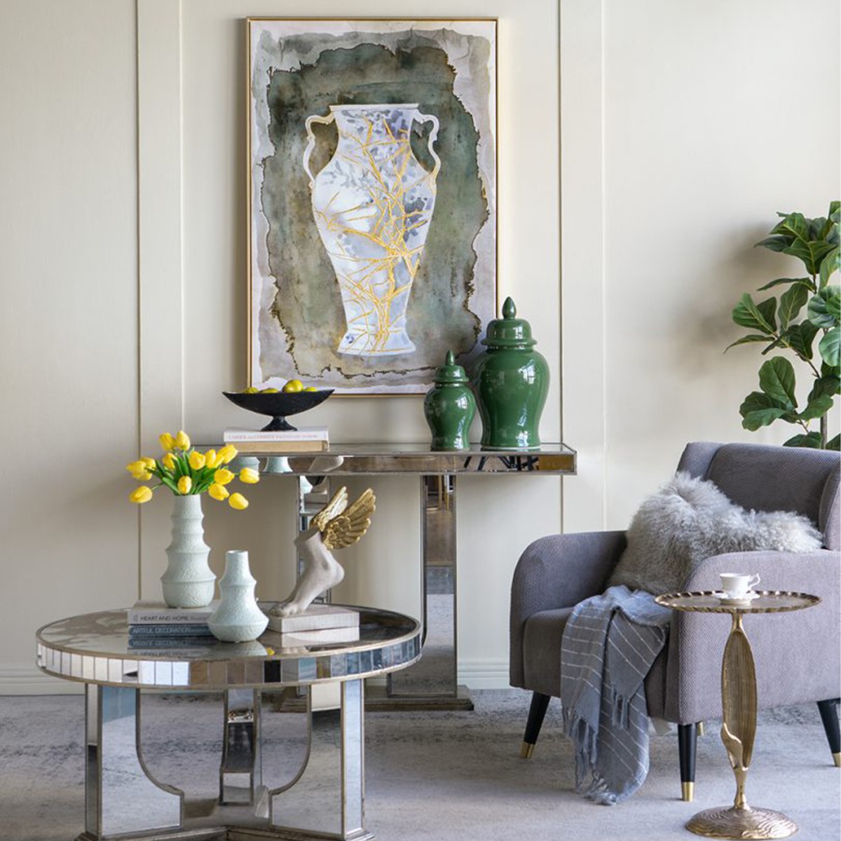 Artekko Canvasia Πολύχρωμος Πίνακας σε Καμβά με Χρυσή Κορνίζα (80x3.6x120)cm