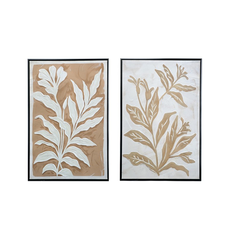 Artekko Canvasia Μπεζ Πίνακες σε Καμβά με Μαύρη Κορνίζα (60x3.6x90)cm 2pcs