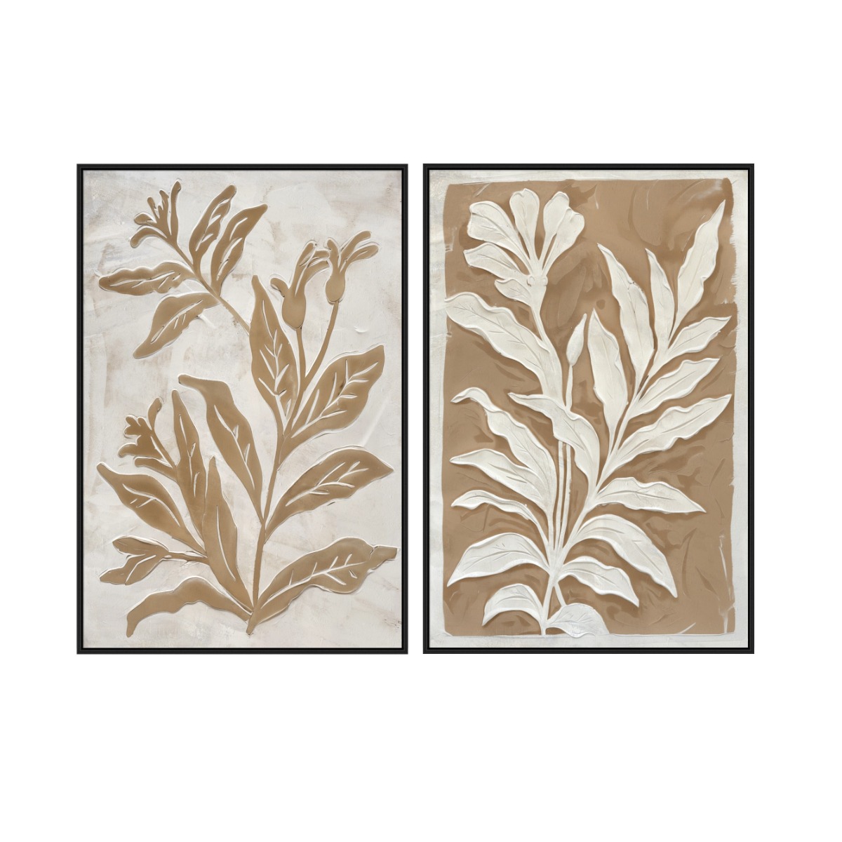 Artekko Canvasia Μπεζ Πίνακες σε Καμβά με Μαύρη Κορνίζα (60x3.6x90)cm 2pcs