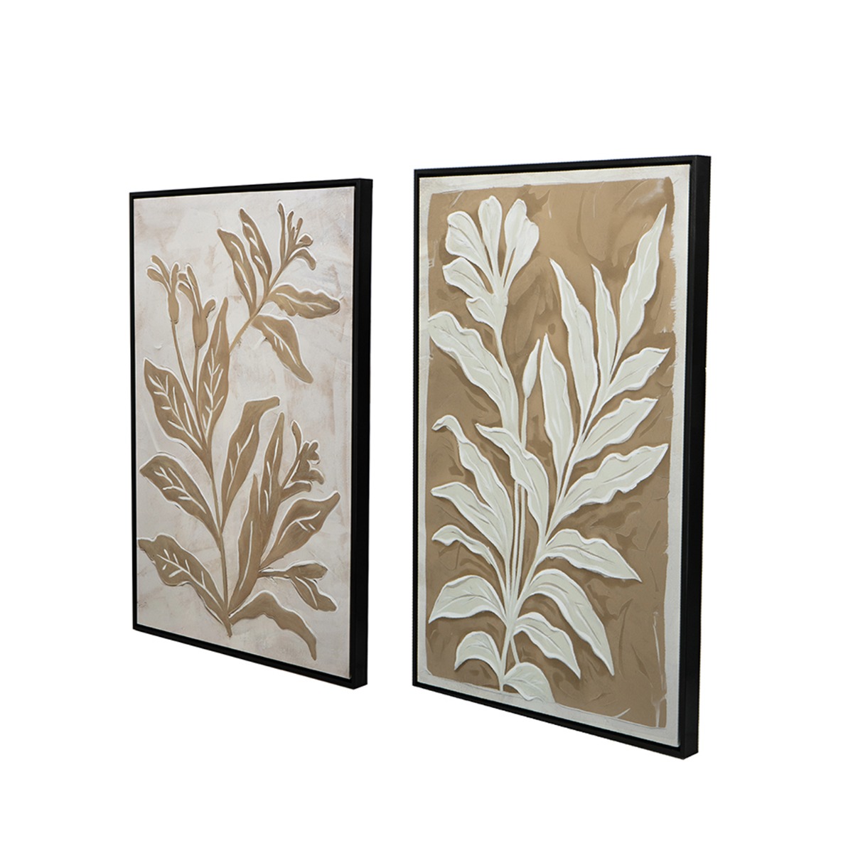 Artekko Canvasia Μπεζ Πίνακες σε Καμβά με Μαύρη Κορνίζα (60x3.6x90)cm 2pcs