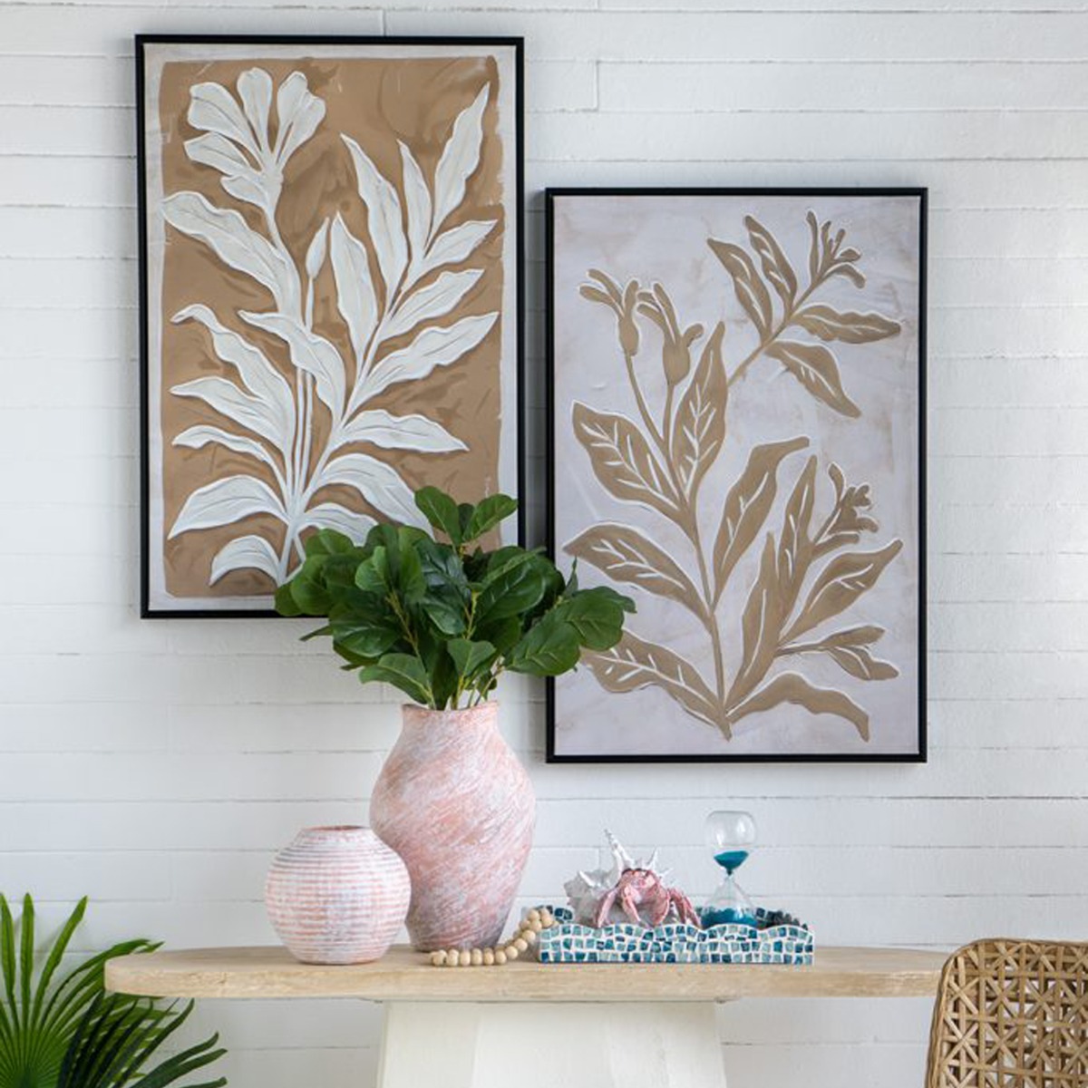 Artekko Canvasia Μπεζ Πίνακες σε Καμβά με Μαύρη Κορνίζα (60x3.6x90)cm 2pcs