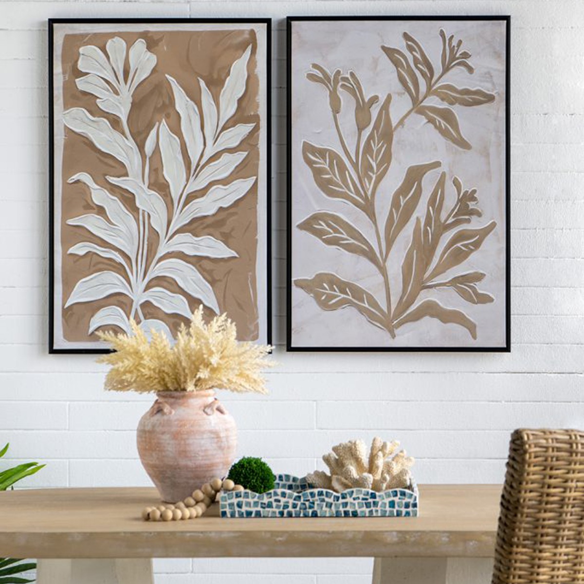 Artekko Canvasia Μπεζ Πίνακες σε Καμβά με Μαύρη Κορνίζα (60x3.6x90)cm 2pcs