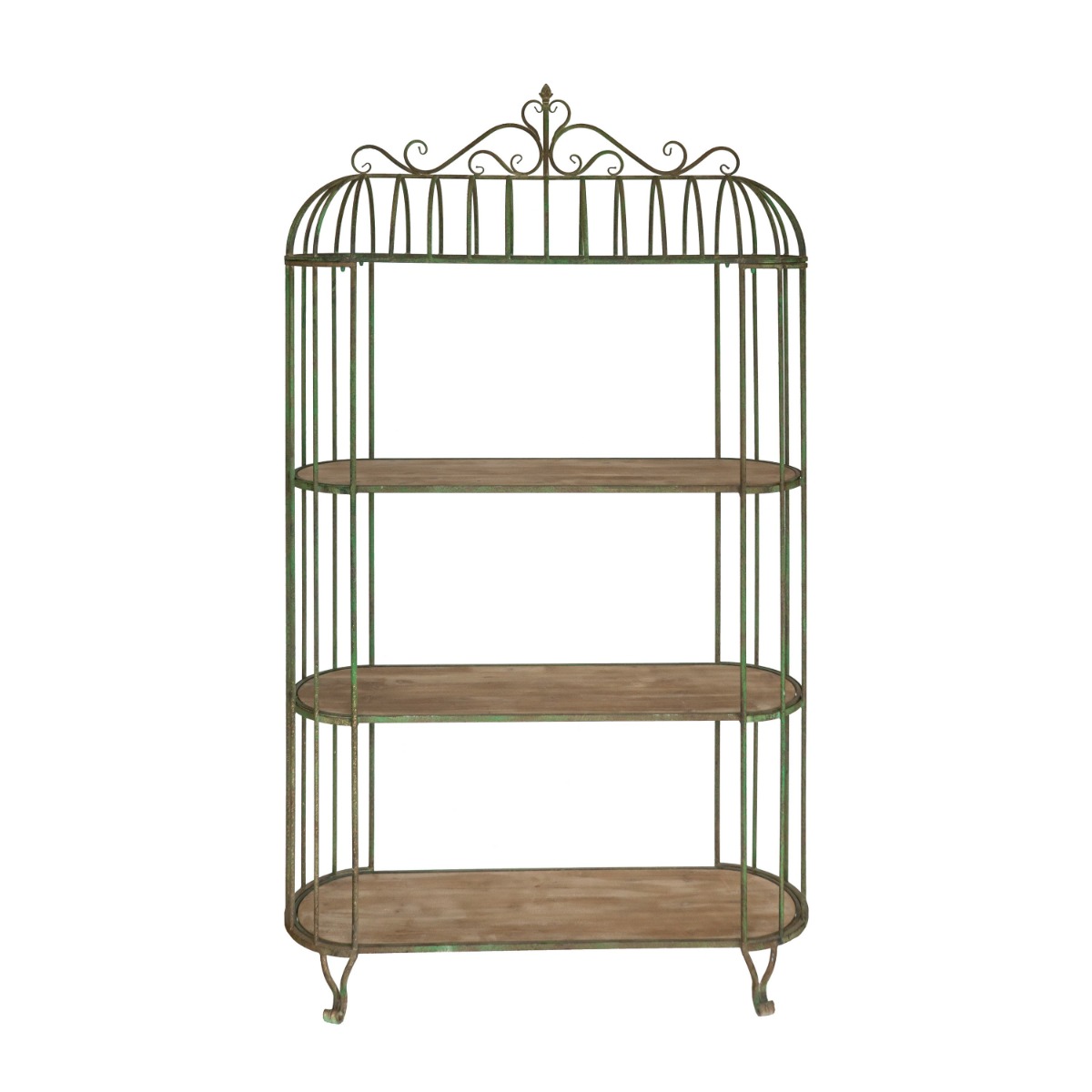 Artekko Vector Μεταλλικό Κλουβί Ραφιέρα σε Πράσινη Πατίνα (120x42x203)cm