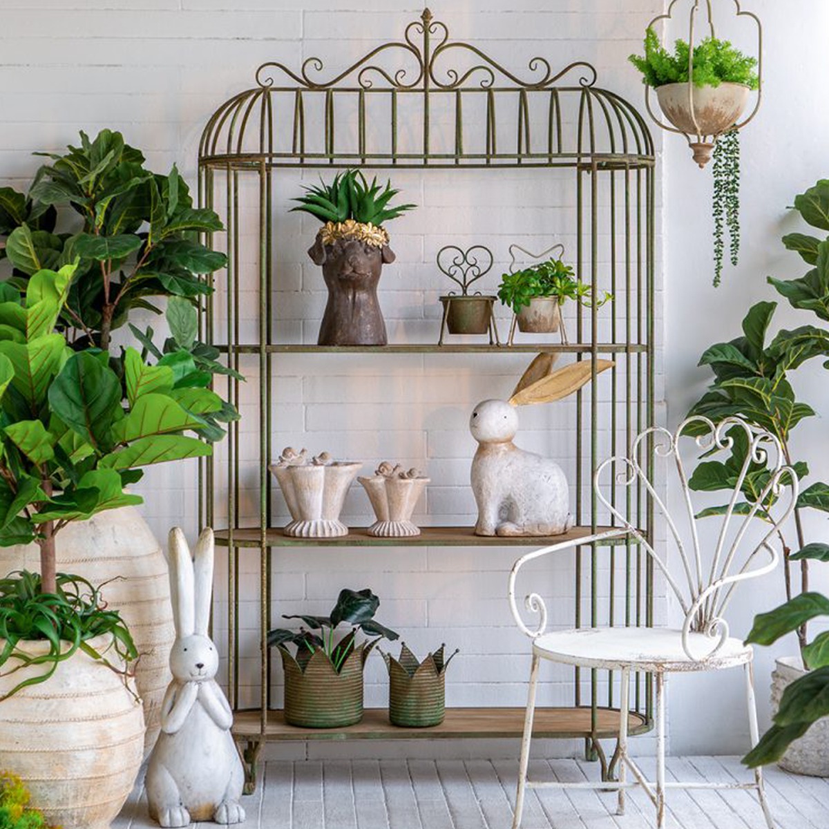 Artekko Vector Μεταλλικό Κλουβί Ραφιέρα σε Πράσινη Πατίνα (120x42x203)cm