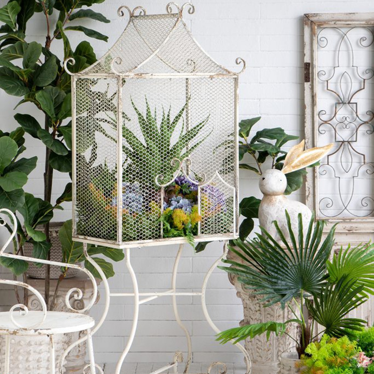 Artekko Vector Μεταλλικό Κλουβί σε Λευκή Πατίνα (70x38x170)cm