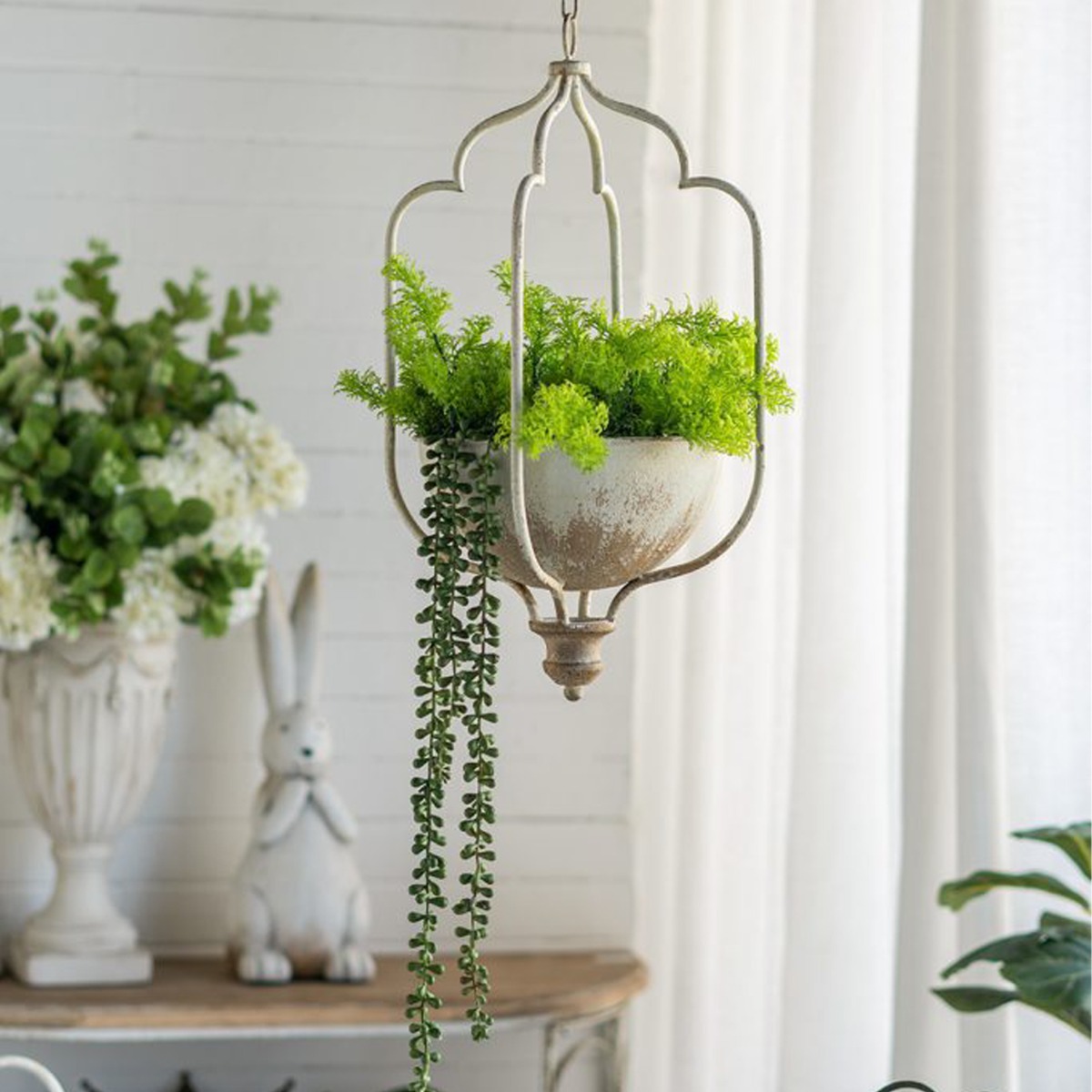 Artekko Vector Κρεμαστό Μεταλλικό Κασπώ σε Λευκή Πατίνα (30x25x55)cm