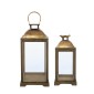 Artekko Lantern Καφέ Διακοσμητικά Φανάρια από Ξύλο Ελάτης με Χρυσές Λεπτομέρειες (48.6x26.7x57.1)cm (35.5x43.8x20.3)cm 2pcs