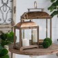 Artekko Lantern Καφέ Διακοσμητικά Φανάρια από Ξύλο Ελάτης με Χρυσές Λεπτομέρειες (48.6x26.7x57.1)cm (35.5x43.8x20.3)cm 2pcs
