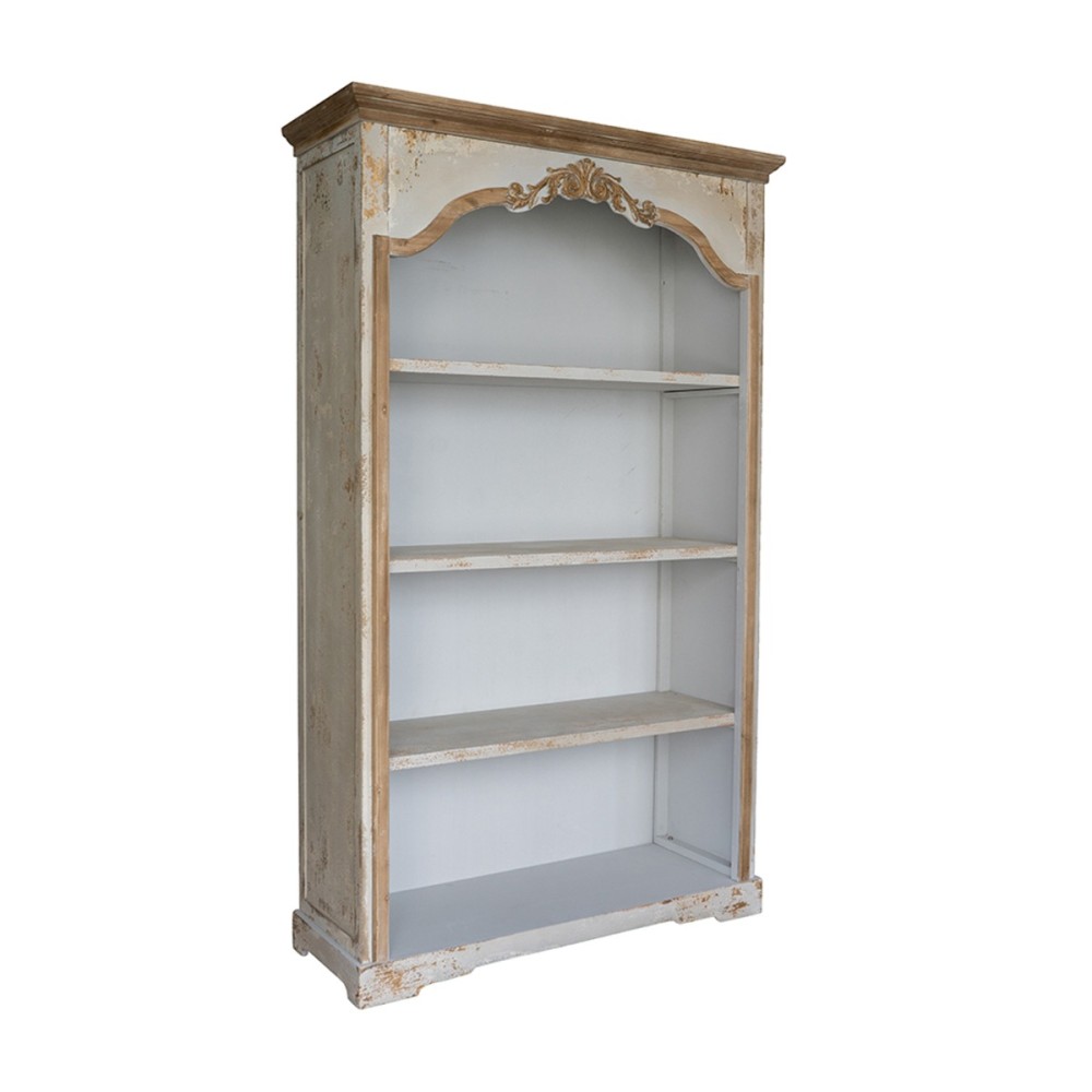 Artekko Alcott Βιβλιοθήκη από Ξύλο Ελάτης σε Λευκή Πατίνα (120x45x210)cm