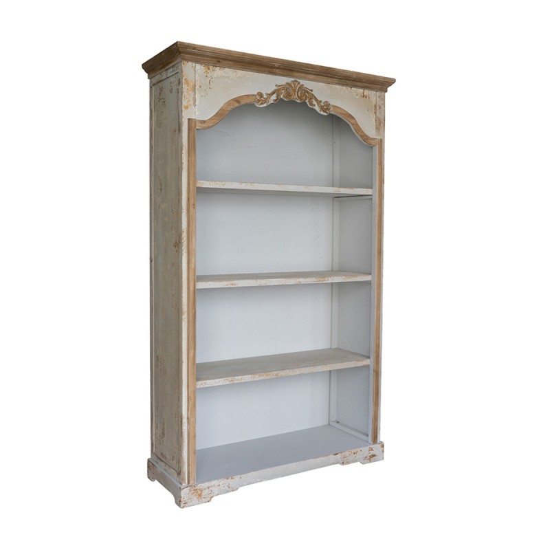 Artekko Alcott Βιβλιοθήκη από Ξύλο Ελάτης σε Λευκή Πατίνα (120x45x210)cm