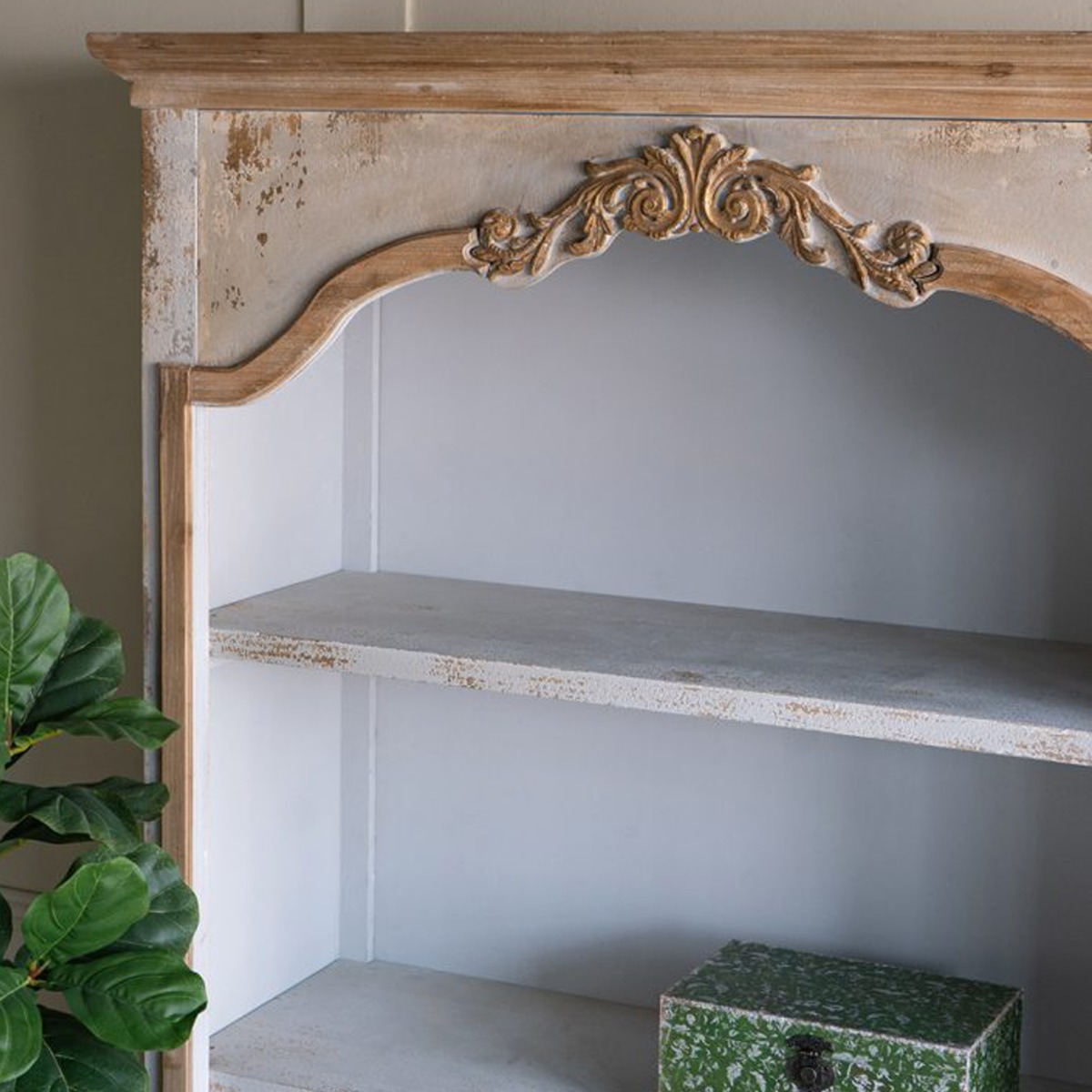 Artekko Alcott Βιβλιοθήκη από Ξύλο Ελάτης σε Λευκή Πατίνα (120x45x210)cm