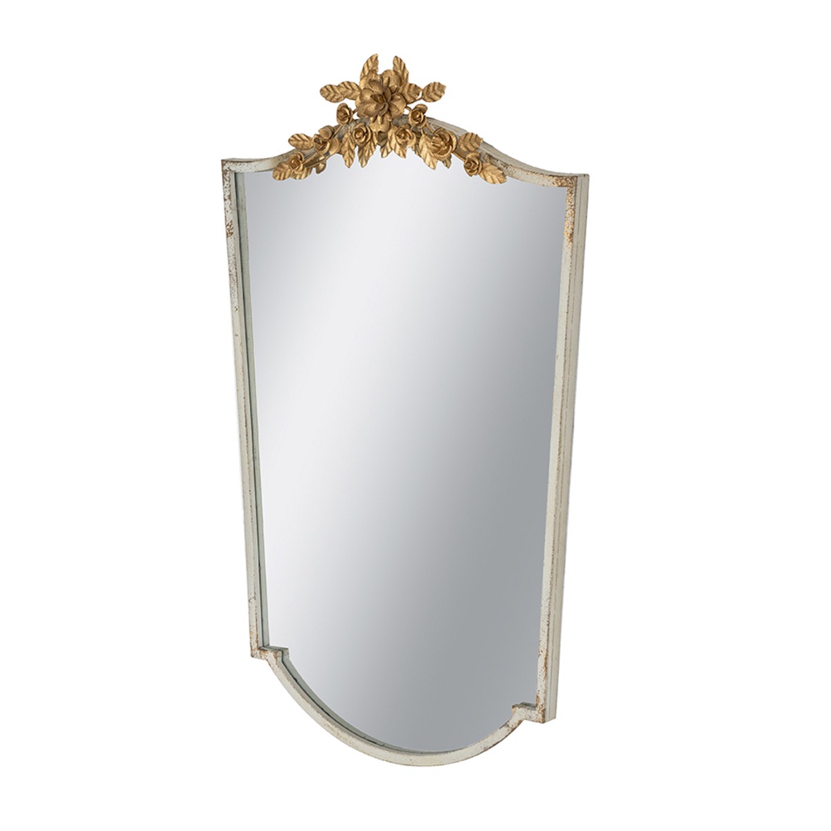 Artekko Alcott Μεταλλικός Καθρέπτης Τοίχου σε Λευκή Πατίνα με Χρυσές Λεπτομέρειες (61x4x95)cm