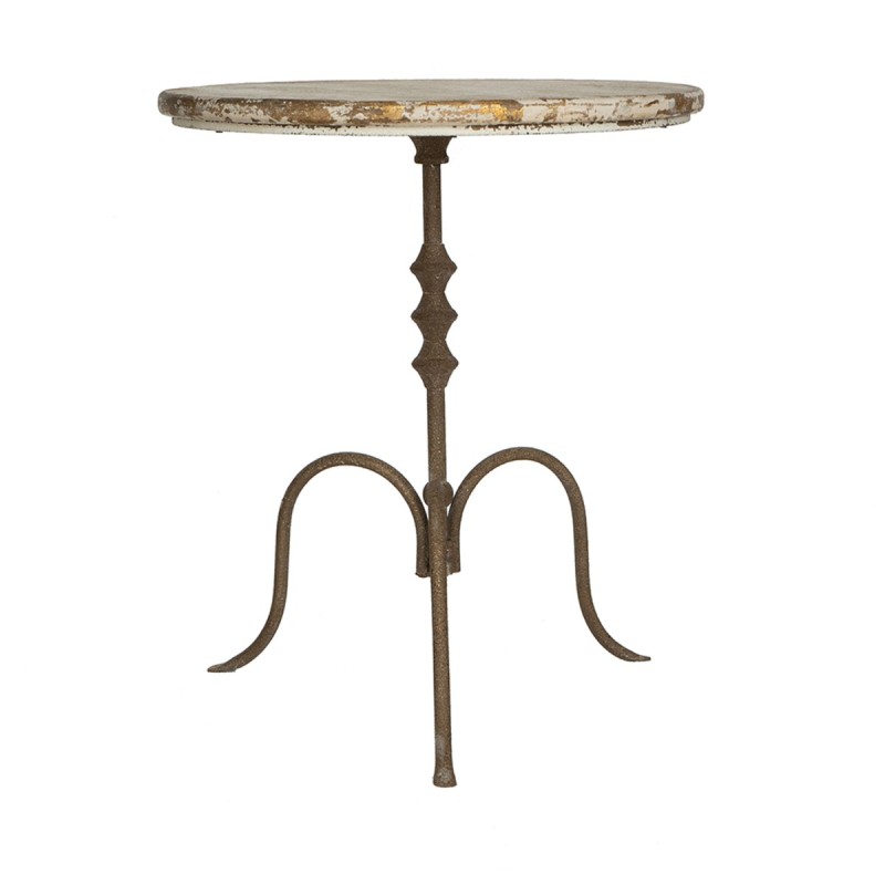 Artekko Alcott Ξύλινο Βοηθητικό Τραπέζι σε Λευκή Πατίνα με Μεταλλική Βάση (60x60x70)cm