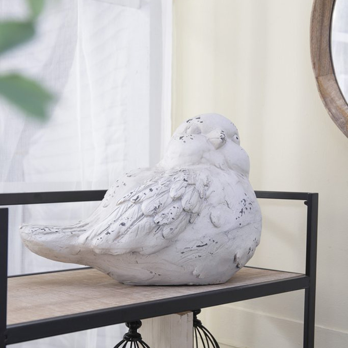 Artekko Bird Διακοσμητικό Πουλί από Μαγνήσιο σε Λευκή Πατίνα (39x26.5x27)cm