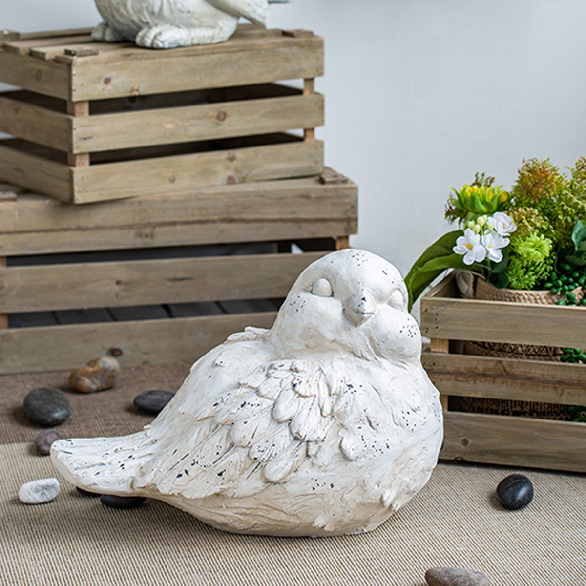 Artekko Bird Διακοσμητικό Πουλί από Μαγνήσιο σε Λευκή Πατίνα (39x26.5x27)cm