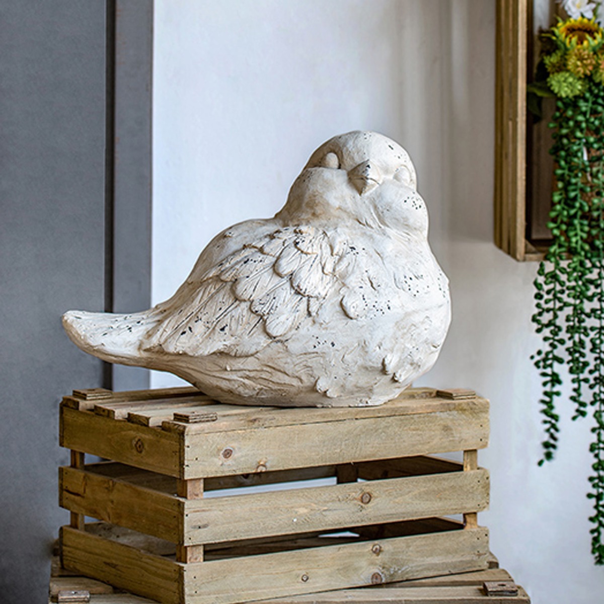 Artekko Bird Διακοσμητικό Πουλί από Μαγνήσιο σε Λευκή Πατίνα (39x26.5x27)cm