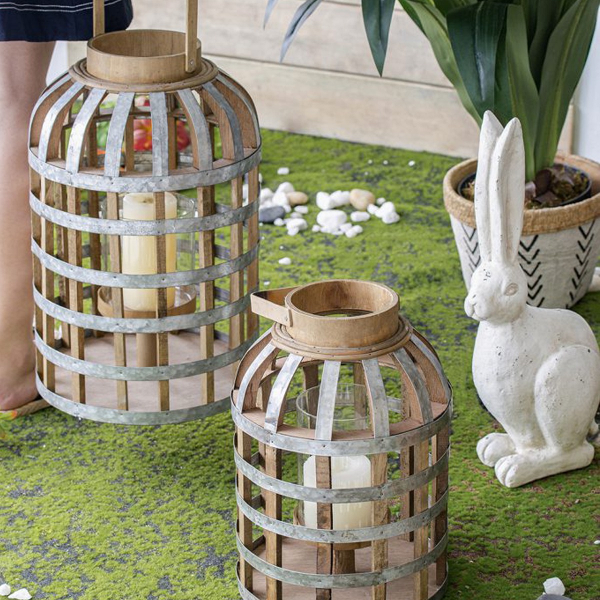 Artekko Rabbit Διακοσμητικός Λαγός από Μαγνήσιο σε Λευκή Πατίνα (21x13x47)cm