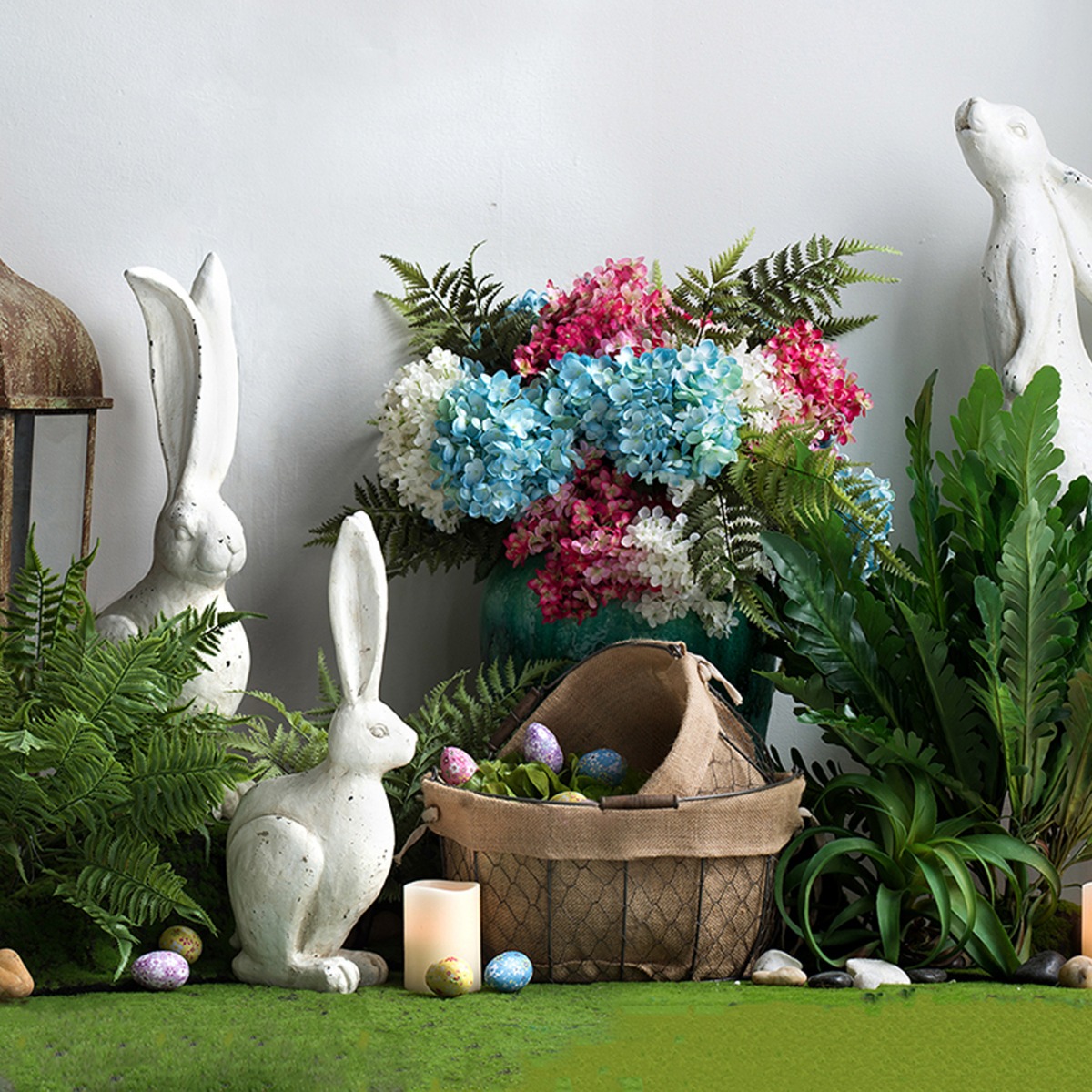 Artekko Rabbit Διακοσμητικός Λαγός από Μαγνήσιο σε Λευκή Πατίνα (21x13x47)cm