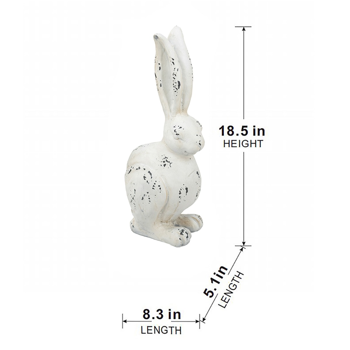 Artekko Rabbit Διακοσμητικός Λαγός από Μαγνήσιο σε Λευκή Πατίνα (21x13x47)cm