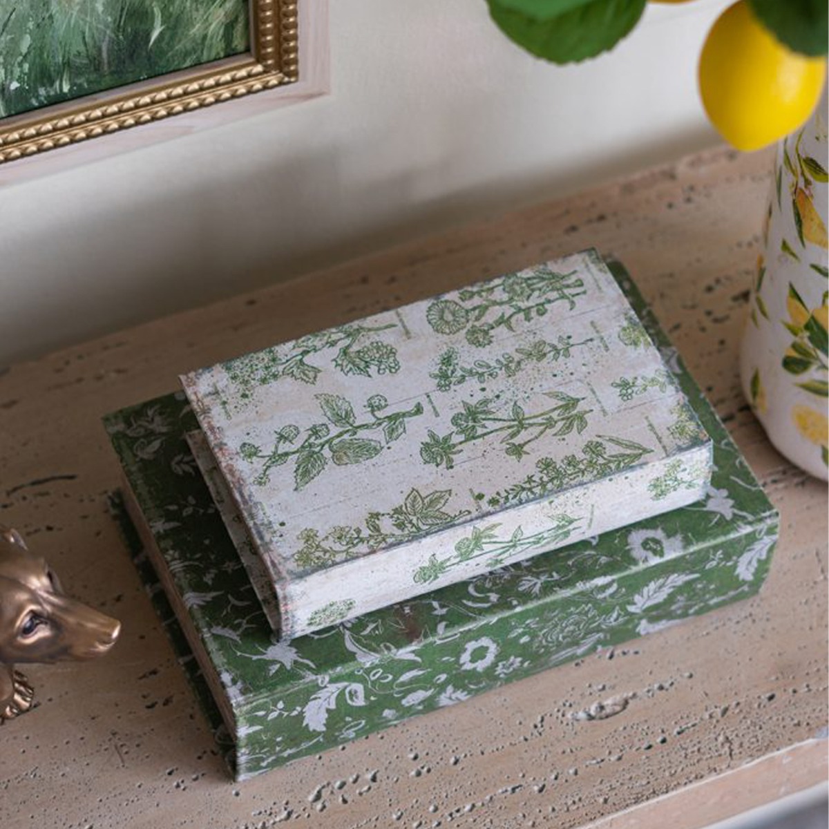 Artekko Book Πράσινα Διακοσμητικά Βιβλία MDF με Αποθηκευτικό Χώρο 2pcs