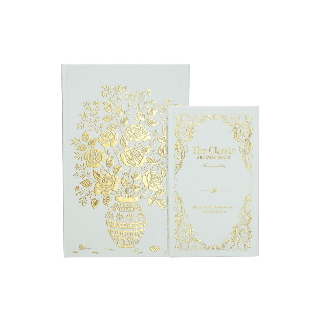 Artekko Book Διακοσμητικά Βιβλία MDF με Αποθηκευτικό Χώρο σε Λευκό με Χρυσό 2pcs