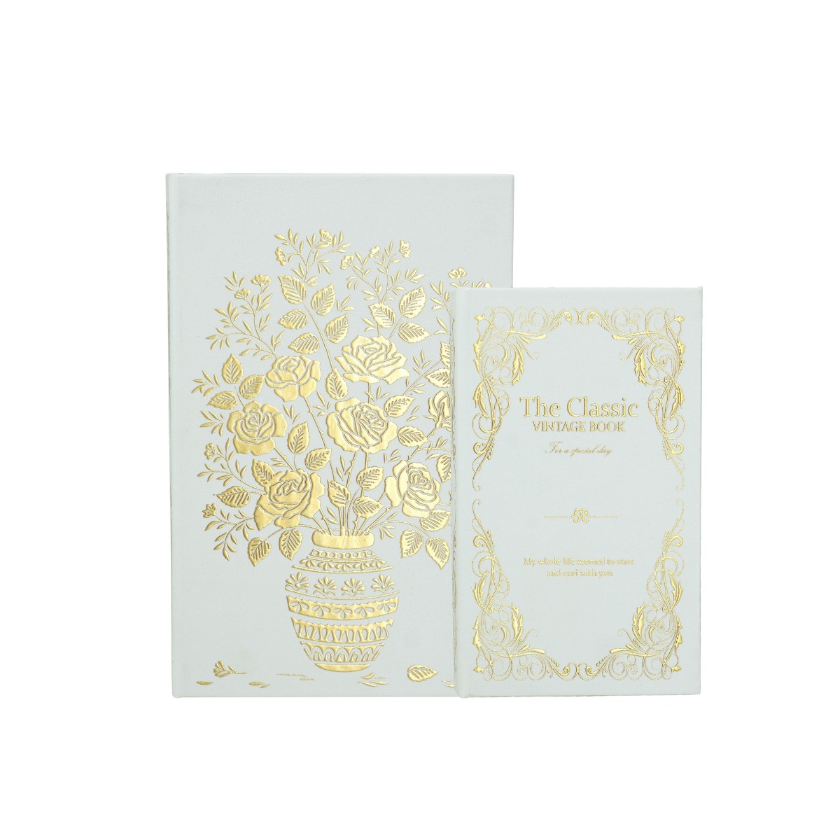 Artekko Book Διακοσμητικά Βιβλία MDF με Αποθηκευτικό Χώρο σε Λευκό με Χρυσό 2pcs