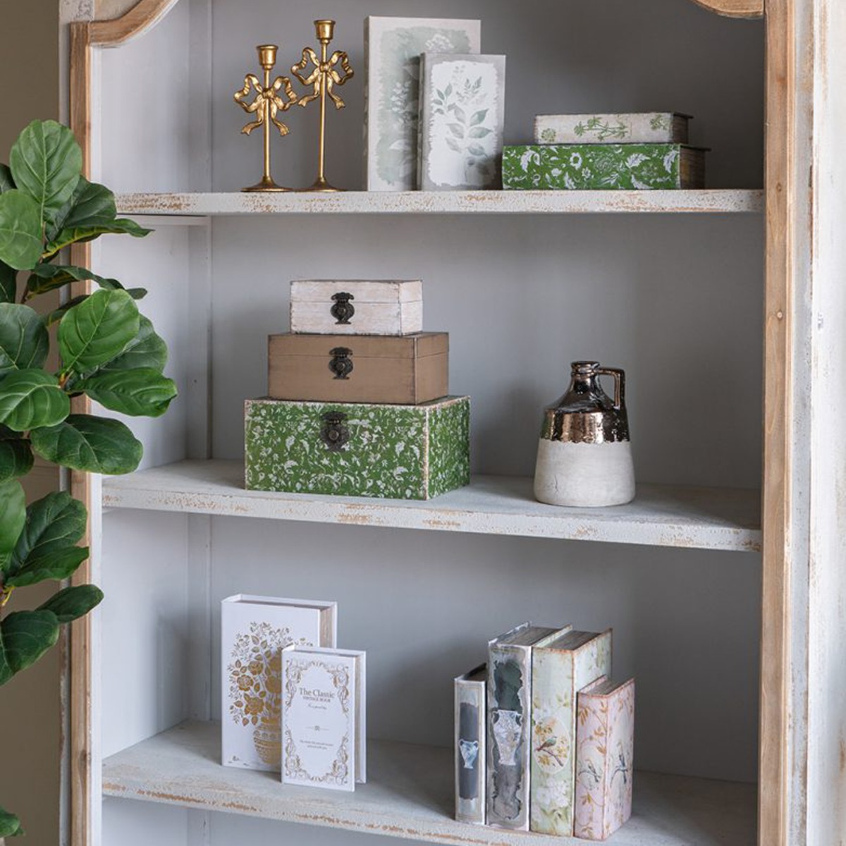 Artekko Book Διακοσμητικά Βιβλία MDF με Αποθηκευτικό Χώρο σε Λευκό με Χρυσό 2pcs