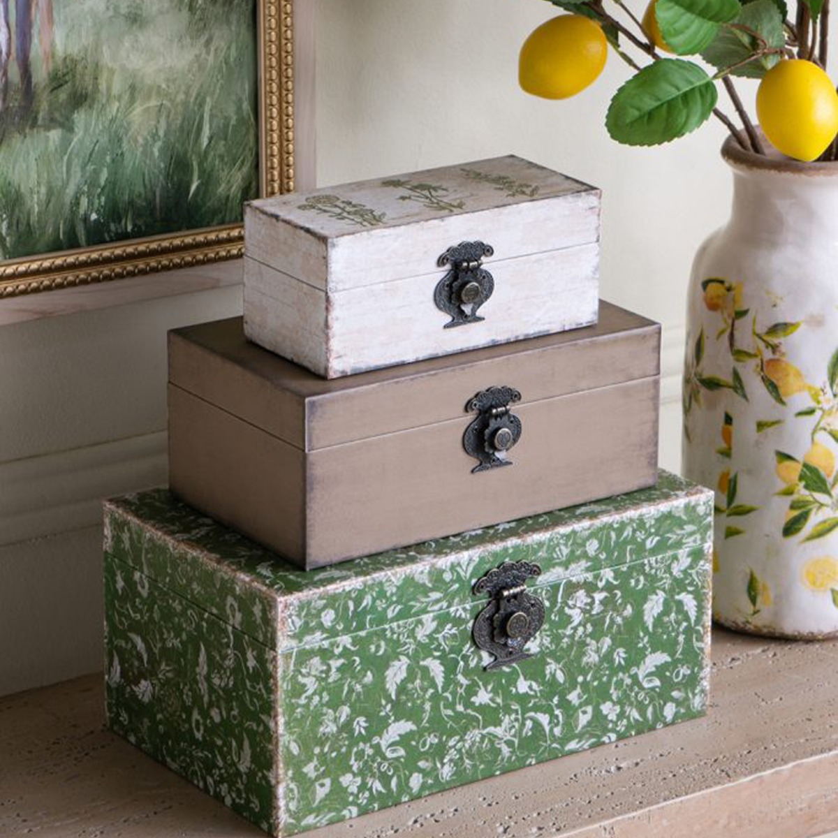 Artekko Box Πολύχρωμα MDF Διακοσμητικά Κουτιά Κοσμηματοθήκες (19x31x14)cm 3pcs