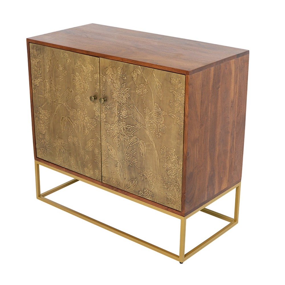 Artekko Orion Καφέ Ξύλινος Μπουφές με Ανάγλυφα Χρυσά Σχέδια (83.8x40.6x75)cm