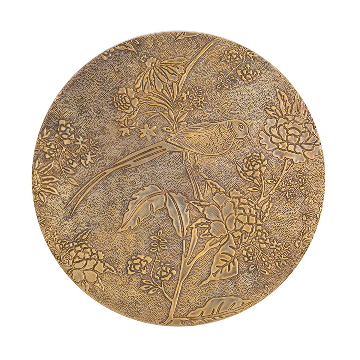 Artekko Orion Καφέ Ξύλινο Βοηθητικό Τραπέζι με Ανάγλυφα Χρυσά Σχέδια (38.1x38.1x56)cm