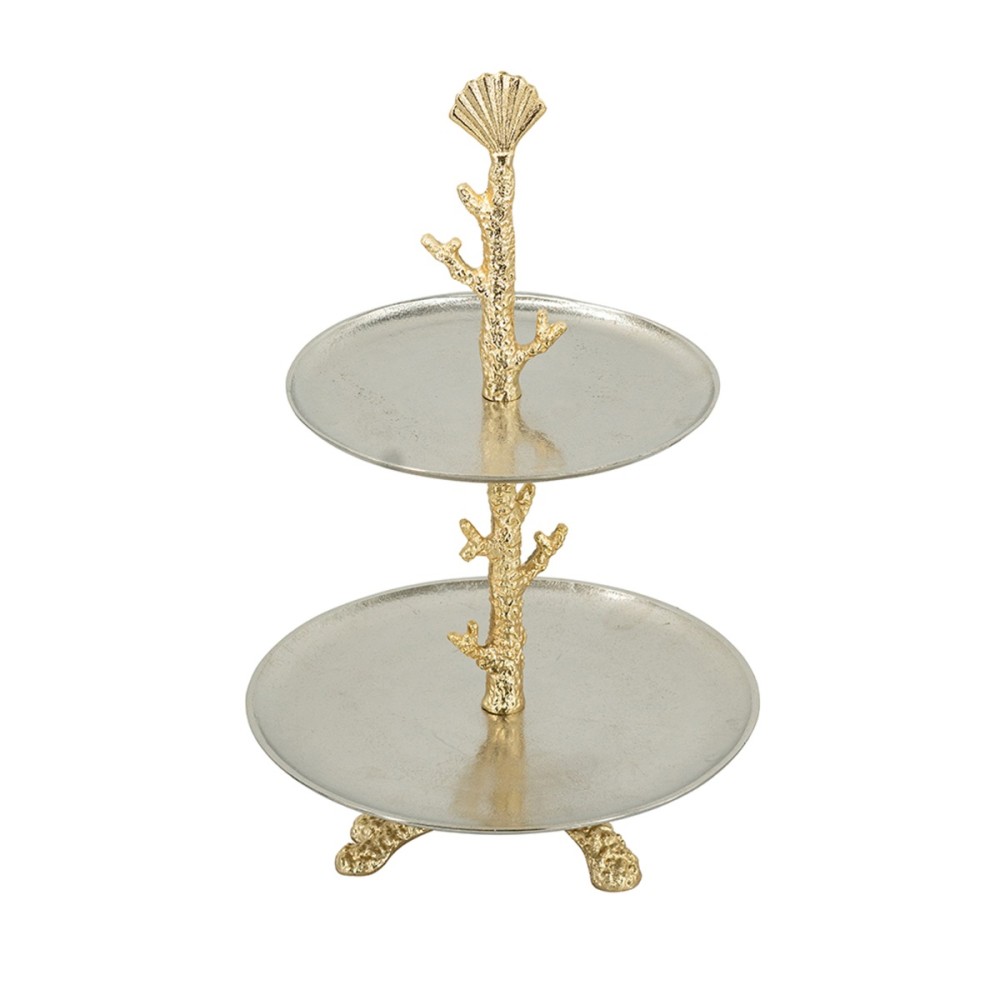 Artekko Coral Μεταλλική Διόροφη Ορντερβιέρα σε Χρυσό με Ασημί (29x29x45.7)cm