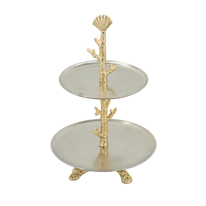 Artekko Coral Μεταλλική Διόροφη Ορντερβιέρα σε Χρυσό με Ασημί (29x29x45.7)cm