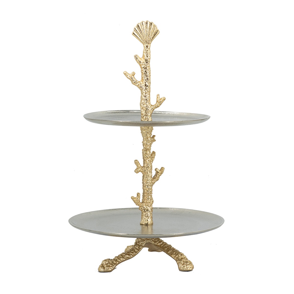 Artekko Coral Μεταλλική Διόροφη Ορντερβιέρα σε Χρυσό με Ασημί (29x29x45.7)cm