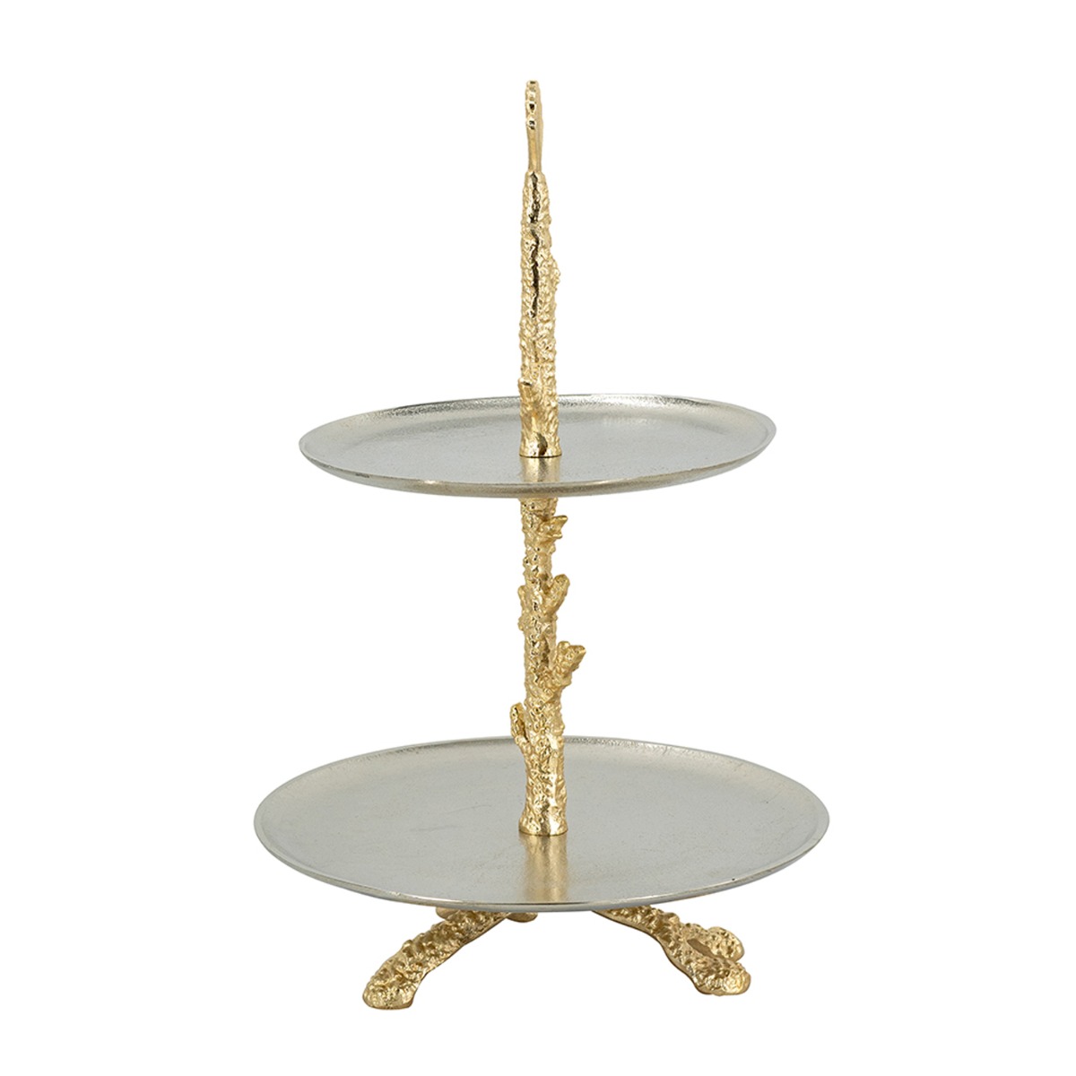 Artekko Coral Μεταλλική Διόροφη Ορντερβιέρα σε Χρυσό με Ασημί (29x29x45.7)cm