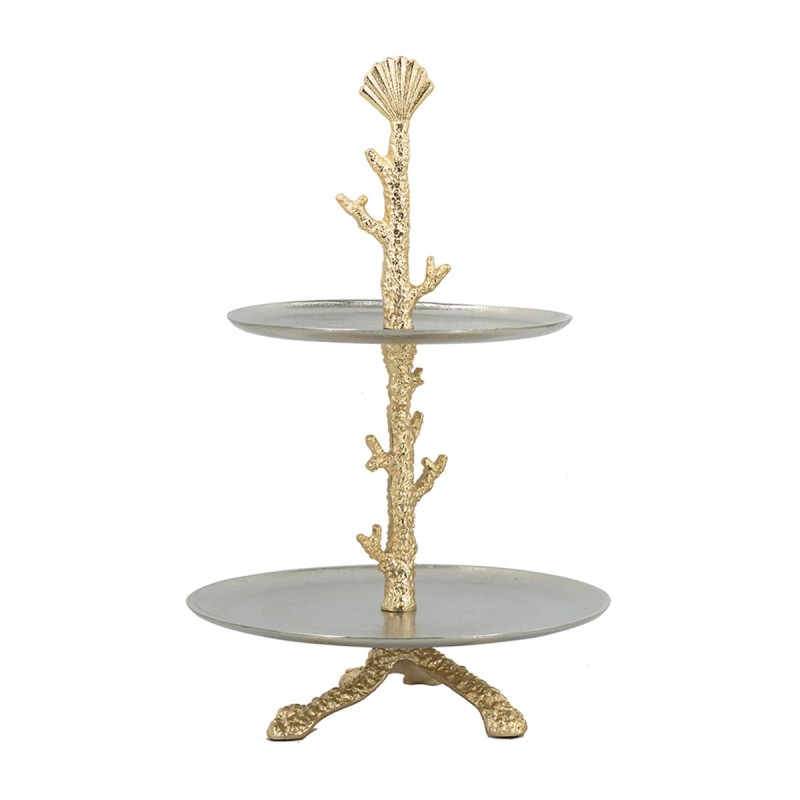 Artekko Coral Μεταλλική Διόροφη Ορντερβιέρα σε Χρυσό με Ασημί (29x29x45.7)cm