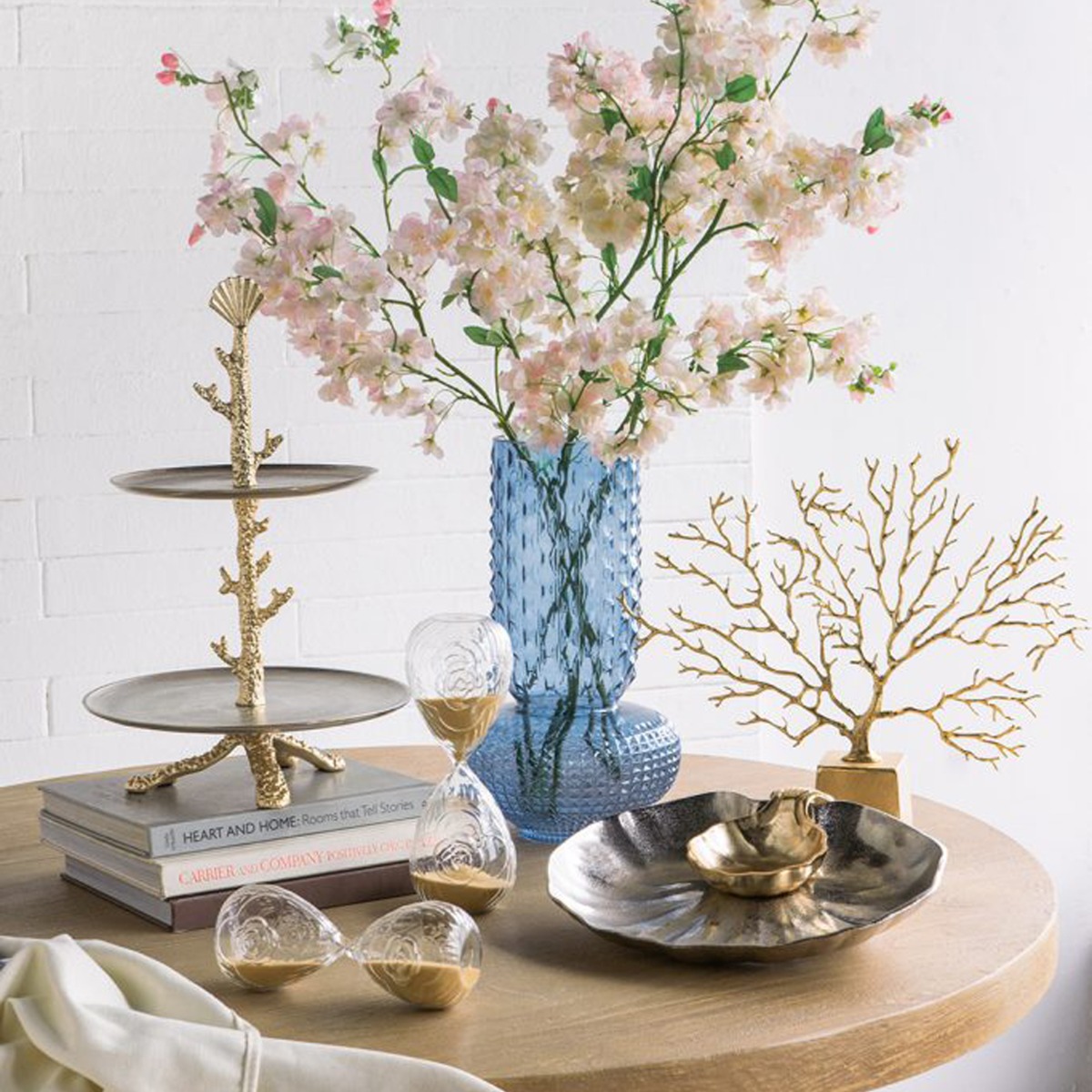 Artekko Coral Μεταλλική Διόροφη Ορντερβιέρα σε Χρυσό με Ασημί (29x29x45.7)cm