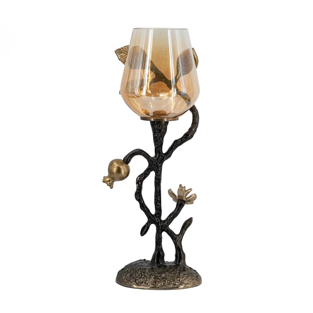 Artekko Noble Μεταλλικό Κηροπήγιο σε Χρυσό με Μαύρο (13x13x35)cm