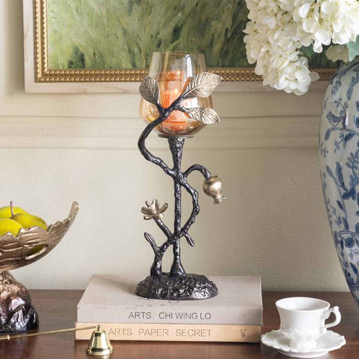 Artekko Noble Μεταλλικό Κηροπήγιο σε Χρυσό με Μαύρο (13x13x35)cm