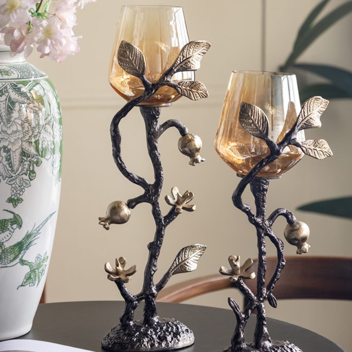 Artekko Noble Μεταλλικό Κηροπήγιο σε Χρυσό με Μαύρο (13x13x43.2)cm