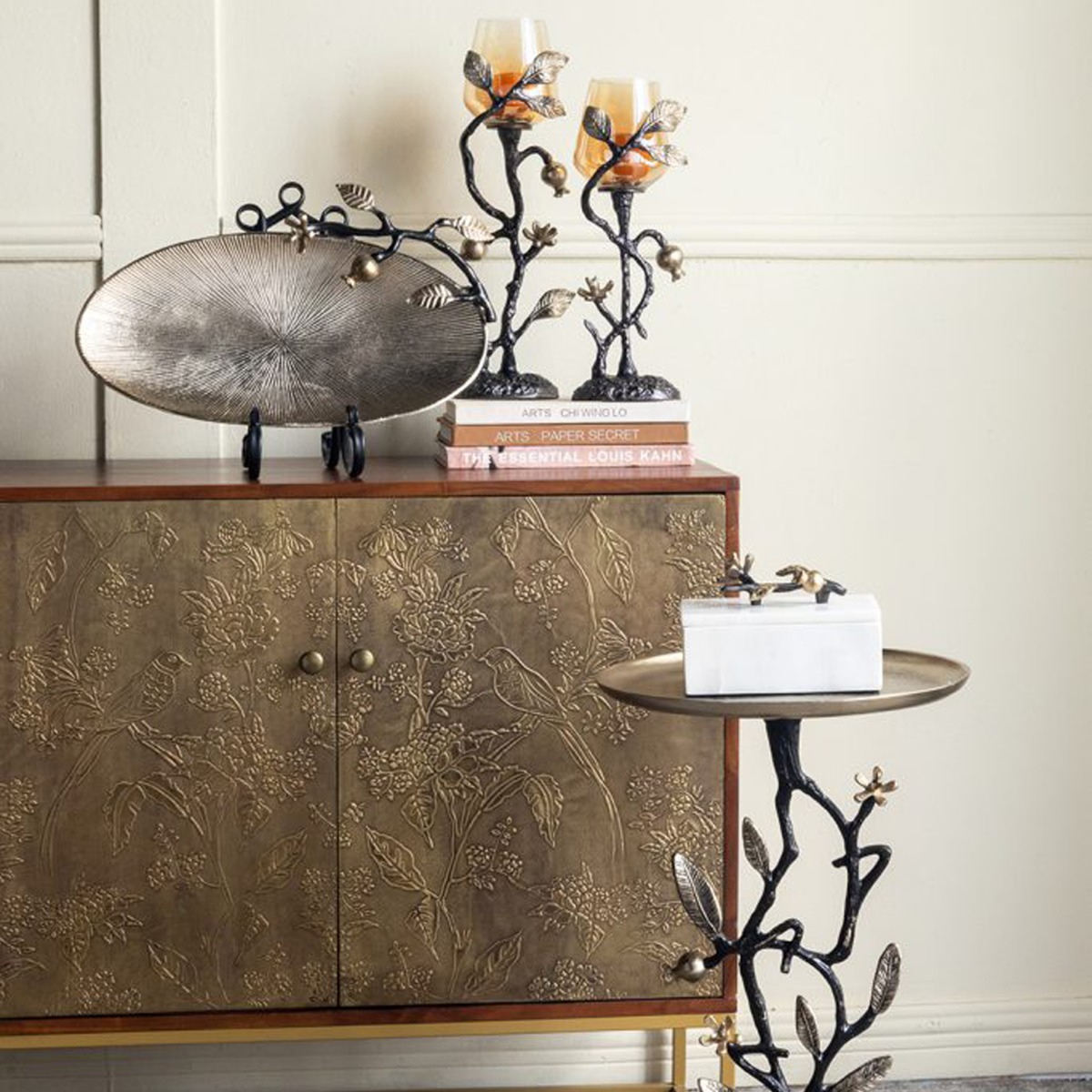 Artekko Noble Μεταλλικό Κηροπήγιο σε Χρυσό με Μαύρο (13x13x43.2)cm