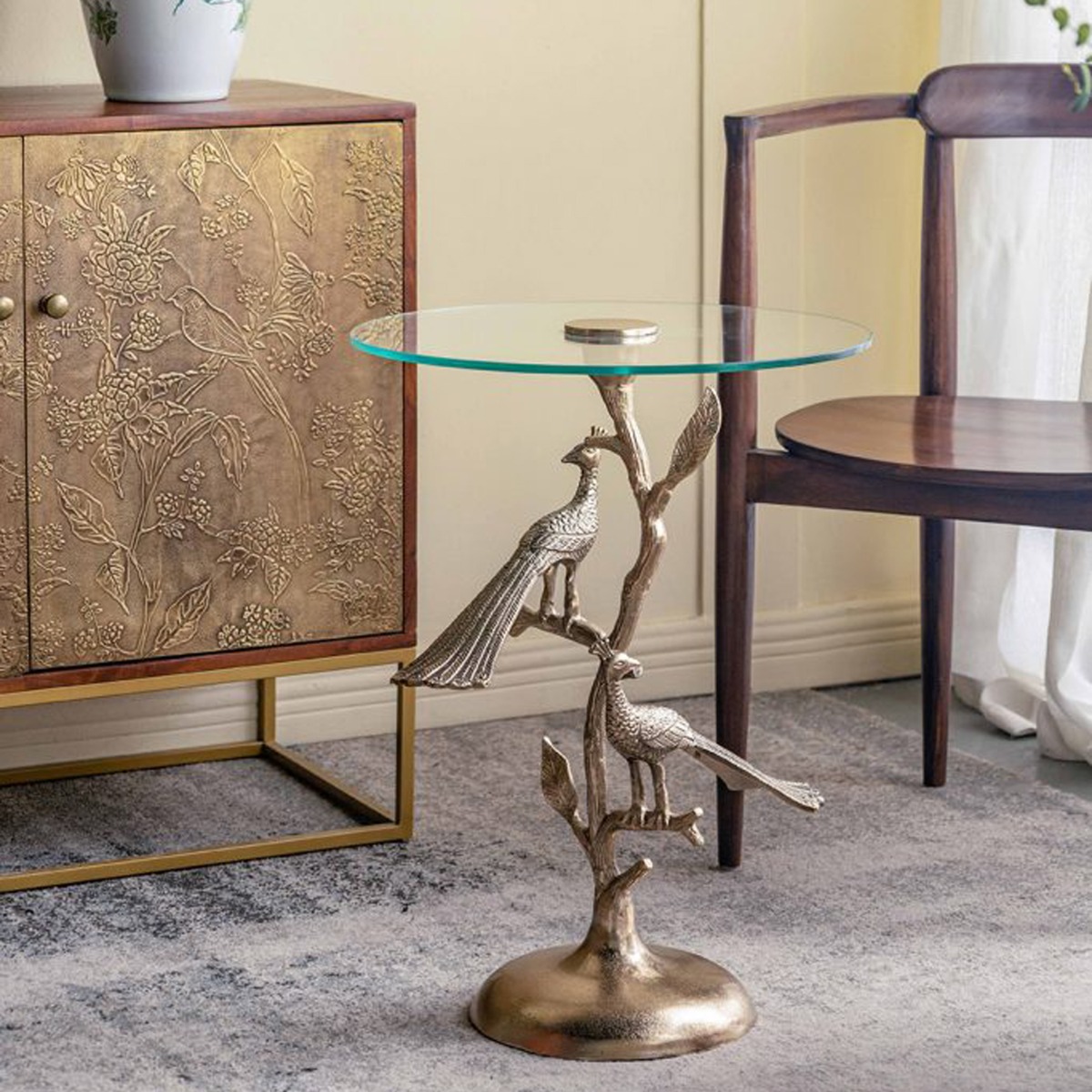 Artekko Noble Χρυσό Μεταλλικό Βοηθητικό Τραπέζι (45x45x61)cm