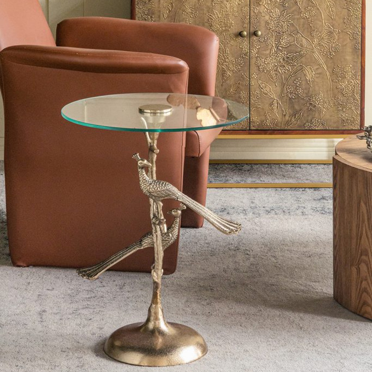 Artekko Noble Χρυσό Μεταλλικό Βοηθητικό Τραπέζι (45x45x61)cm