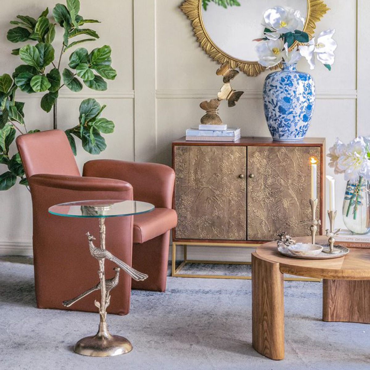 Artekko Noble Χρυσό Μεταλλικό Βοηθητικό Τραπέζι (45x45x61)cm